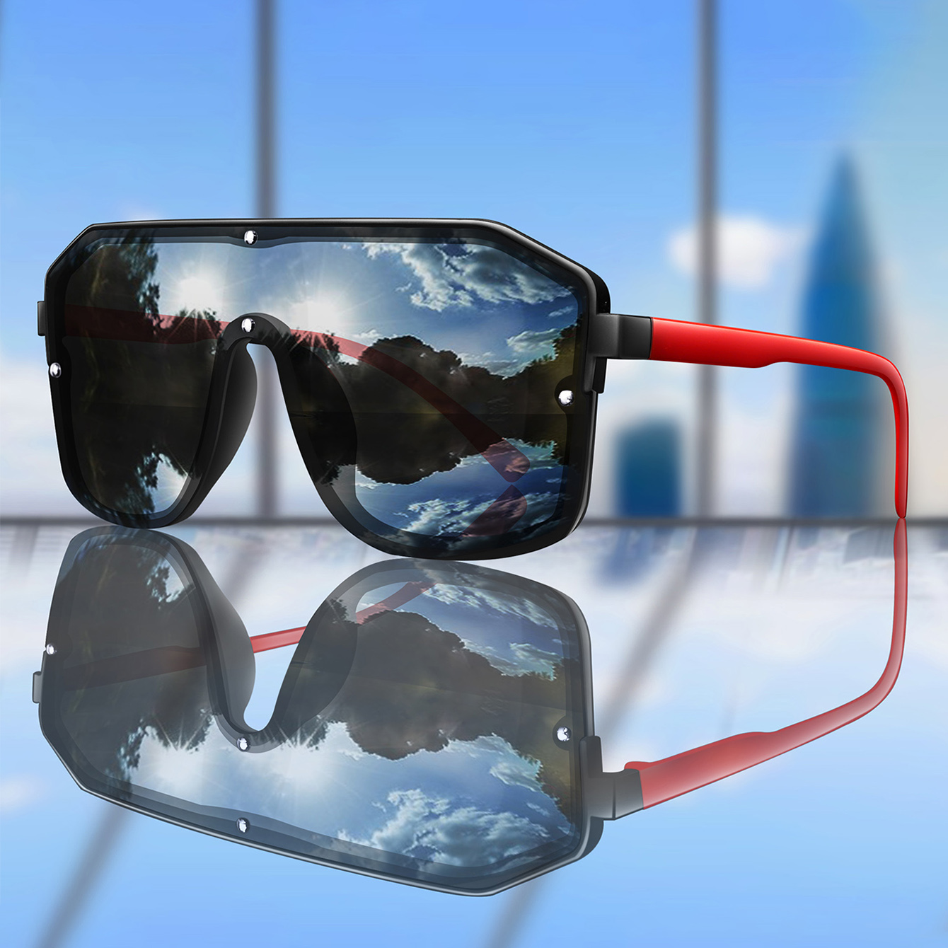 Cycle Zone - New Brand Square Big Frame Sunglasses